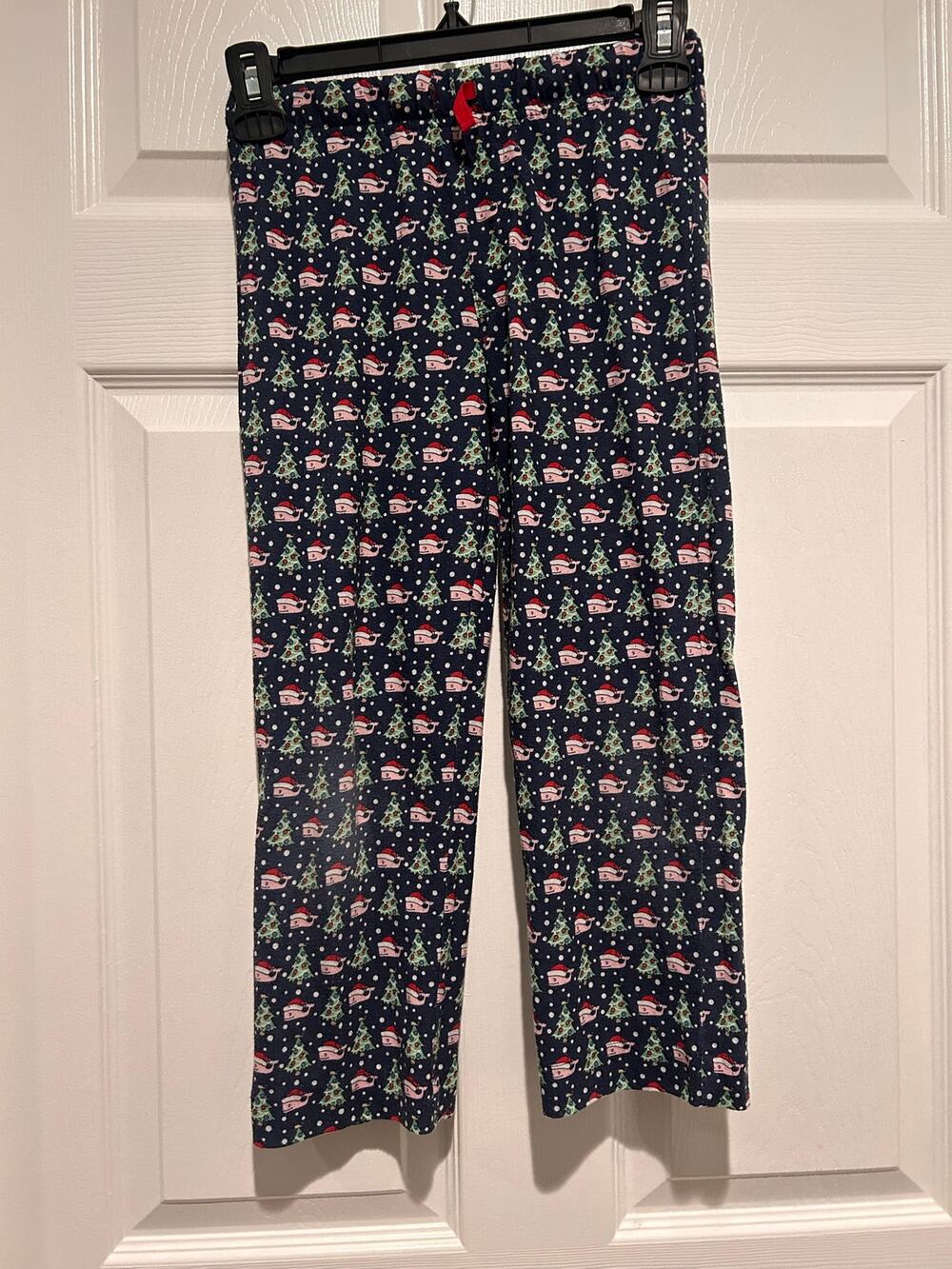 Vineyard Vines Kids Christmas Holiday Whale Tree Pajama Pants Size 7 Blue Sleep